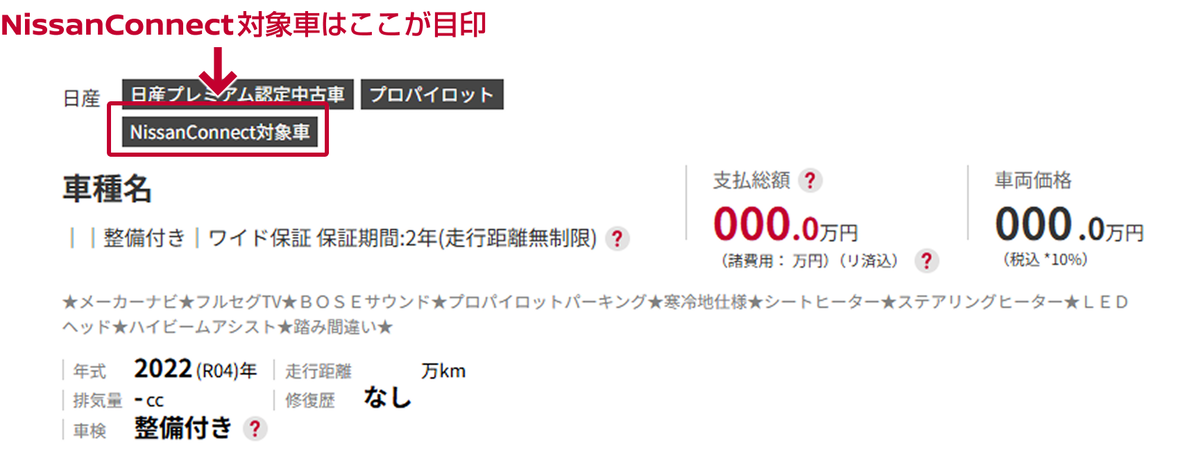 NissanConnect 対象車はここが目印