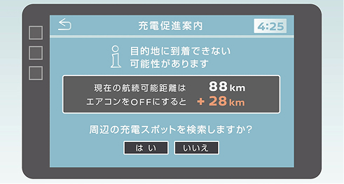 充電スポット検索（バッテリー残量低下時）