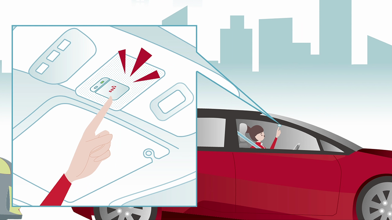 あおり運転にも急病にも、もしもの時はスイッチひとつで対応