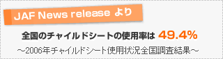 【JAF News release より】全国のチャイルドシートの使用率は 49.4％　～2006年チャイルドシート使用状況全国調査結果～