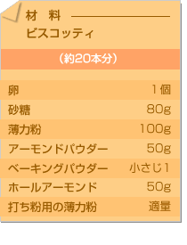 ビスコッティの材料集（約20本分）