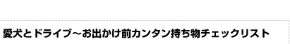 愛犬とドライブ～お出かけ前カンタン持ち物チェックリスト