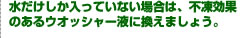 水だけしか入っていない場合は、不凍効果のあるウオッシャー液に換えましょう。