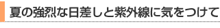 夏の強烈な日差しと紫外線に気をつけて
