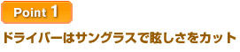 【Point 1】ドライバーはサングラスで眩しさをカット