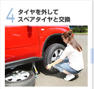 【4】タイヤを外してスペアタイヤと交換