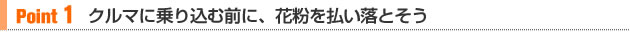 【Point 1】クルマに乗り込む前に、花粉を払い落とそう