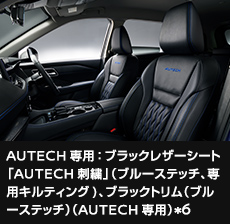 AUTECH専用：ブラックレザーシート「AUTECH刺繍」（ブルーステッチ、専用キルティング）、ブラックトリム（ブルーステッチ）（AUTECH専用）