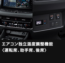 エアコン独立温度調整機能〈運転席、助手席、後席〉
