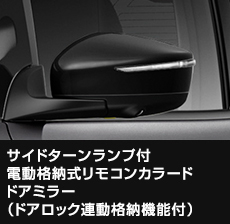 サイドターンランプ付 電動格納式リモコンカラード ドアミラー（ドアロック連動格納機能付）