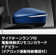 サイドターンランプ付 電動格納式リモコンカラード ドアミラー（ドアロック連動格納機能付）